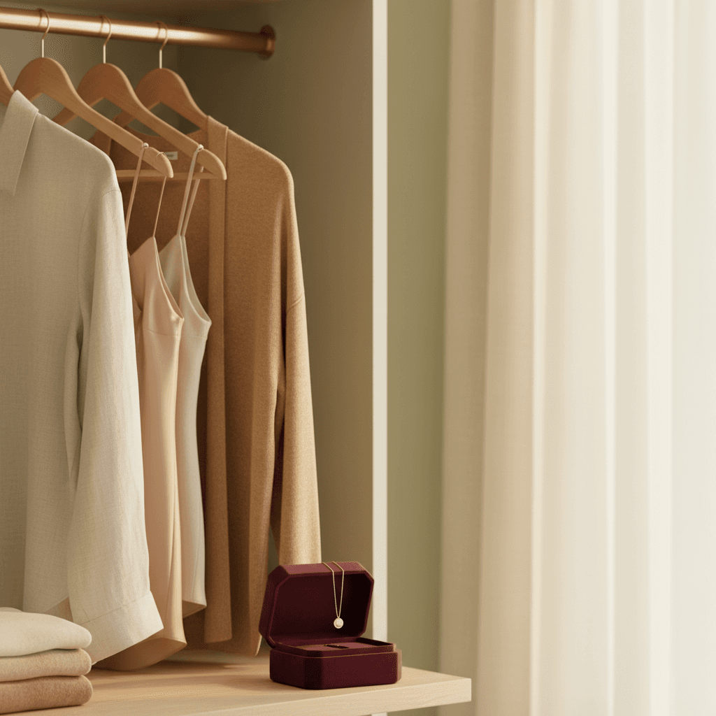 Beautifully organized wardrobe details